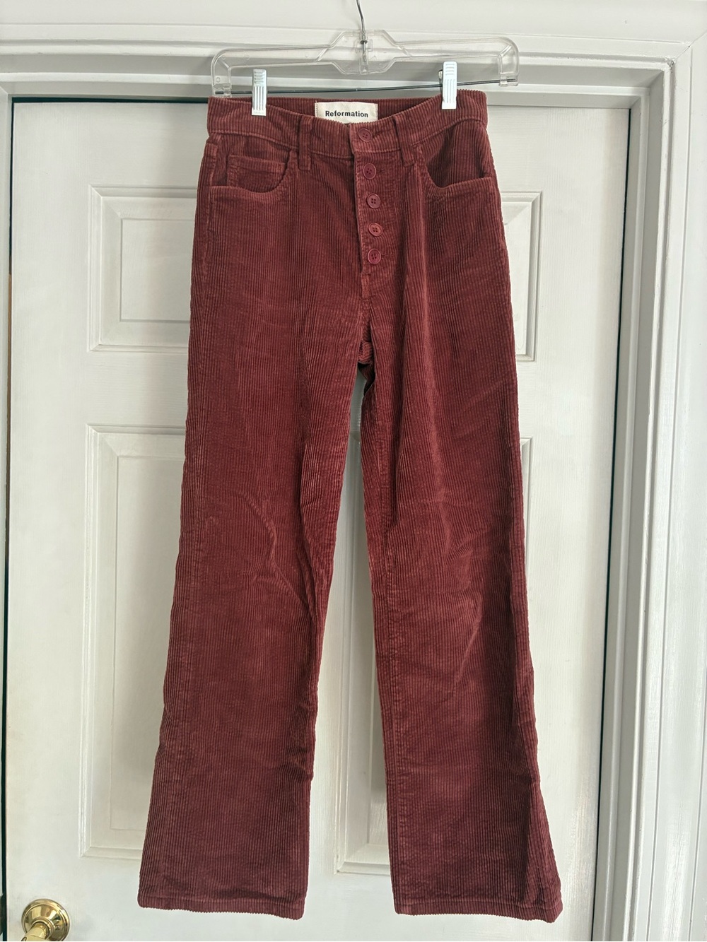 Reformation Women’s Mauve Corduroy Straight-Leg Pants
